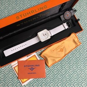 Stuhrling Original genuine leather rose gold watch